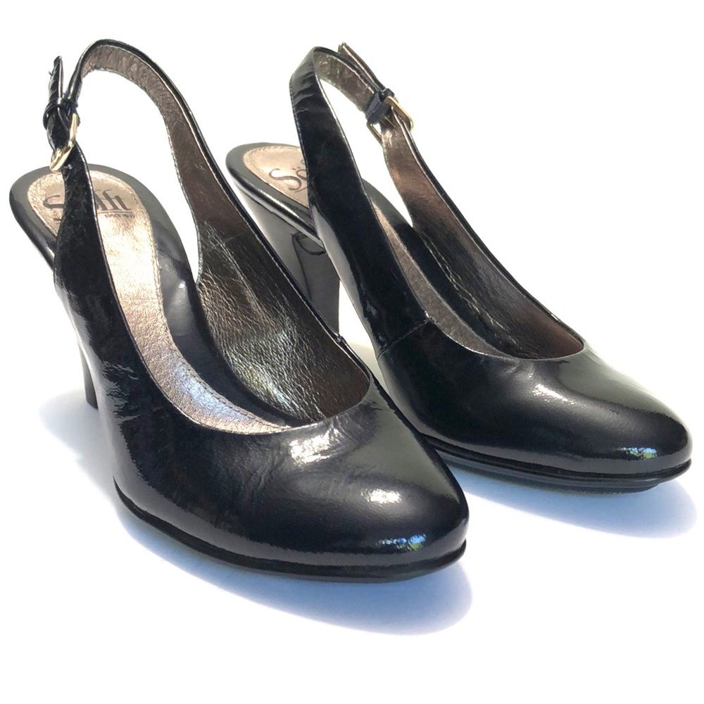 Sofft Midnight Blue Round Toe Slingback Leather Heels size 7M